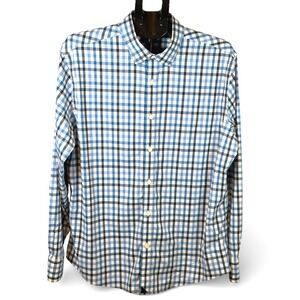 UNTUCKit Mezzacorono Mens XL Regular Fit Blue Gingham Performance Shirt 35157